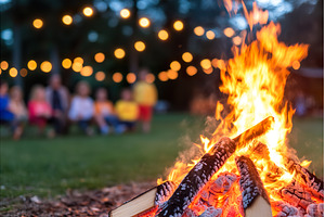 Warm bonfire with friends in autumn, a Nature Photo by Lermont51