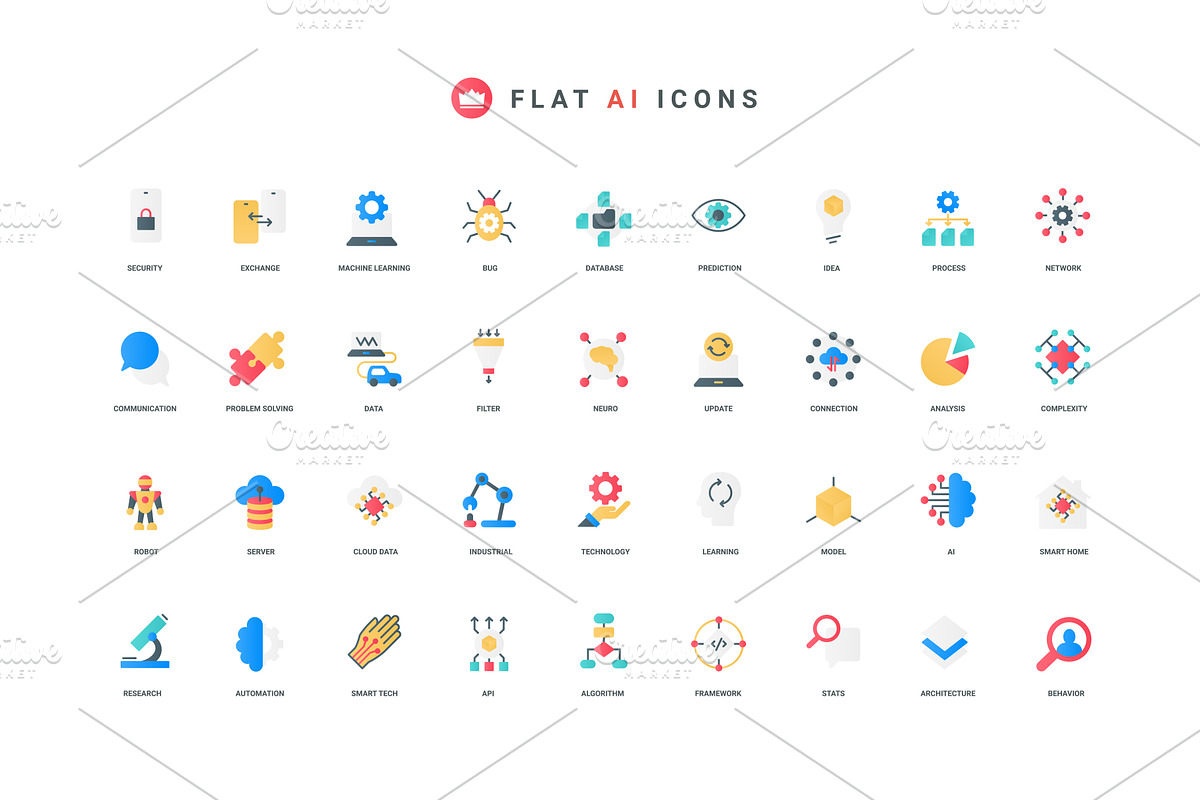 Ai services data analysis icons, an Object Illustration by Lemberg Vector