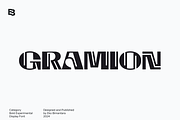 Gramion; Experimental Display Font, a Sans Serif Font by Eko Bimantara (Thumbnail 1 of 6)