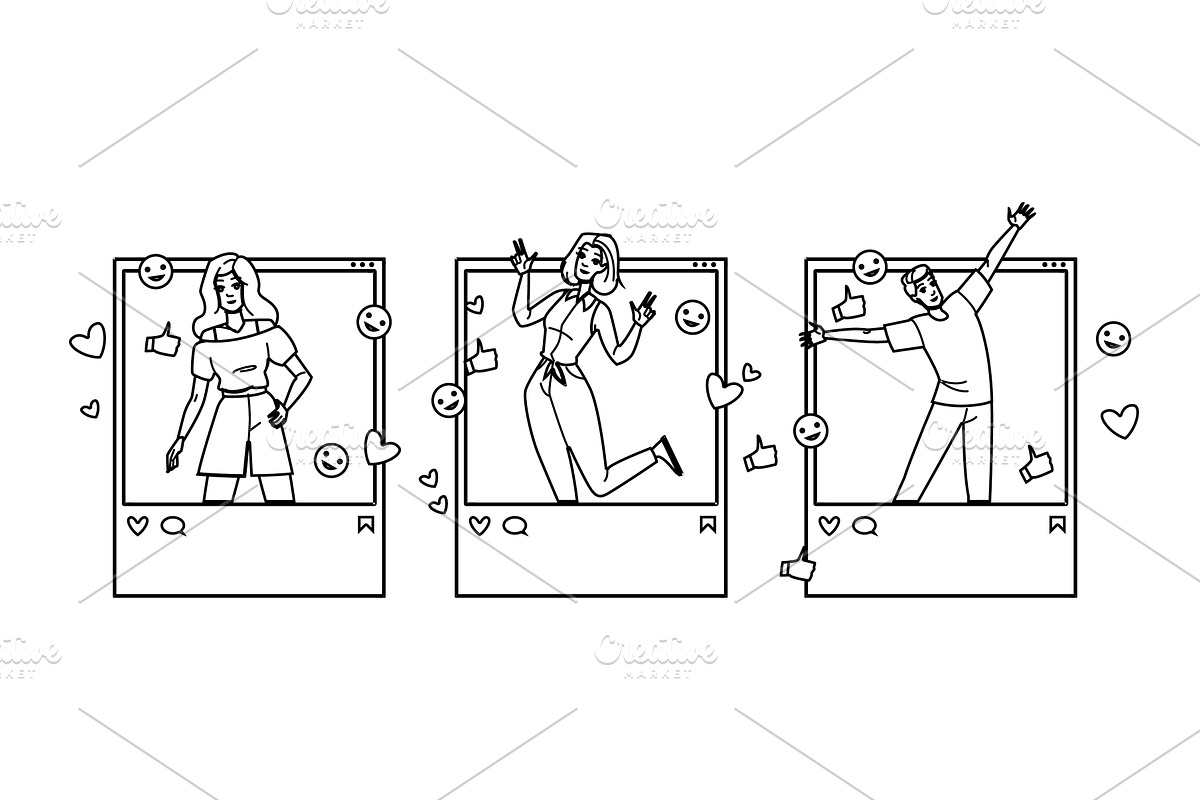 online influencer marketing vector, a Person Illustration by pikepicture