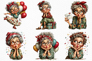 Whimsical Old Lady Birthday Clipart, an Illustration by Craft Nest (Thumbnail 5 of 12)