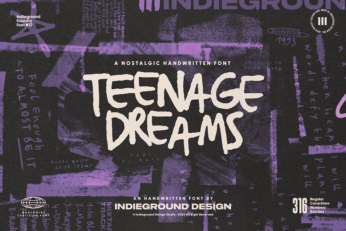 Teenage Dreams Font, a Handwritten Font by Indieground Design Inc. (Photo 1 of 7)