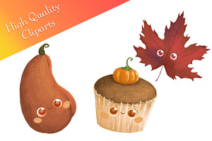 16 HQ Kawaii Fall Elements Clipart