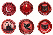 Halloween Red Wax Seal Stamp Clipart, an Illustration by OK Design (Thumbnail 4 of 5)