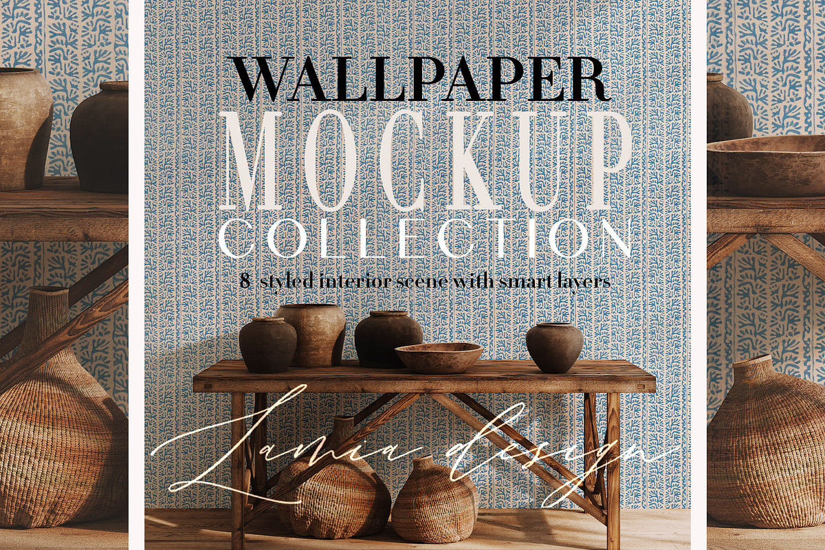 Wallpaper Mockup Ethnic Decor, a Household Mockup by LAMIA DESIGN (Photo 1 of 14)