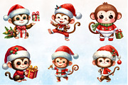 Christmas Cute Monkey Clipart Bundle, a Seasonal Illustration by Rose Art (Thumbnail 2 of 5)