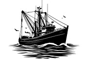 Black Fishing Boat Bundle, an Object Graphic by jahid234 (Thumbnail 12 of 13)