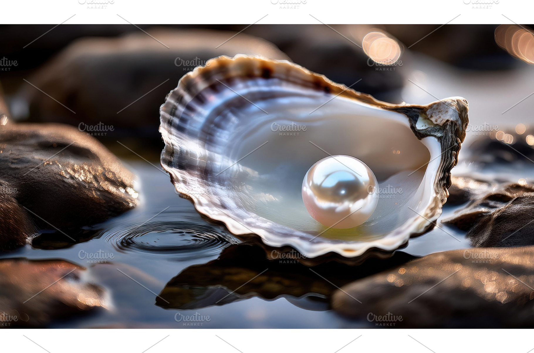 Oyster shell in water holding a, a Nature Photo by Igor Tichonow
