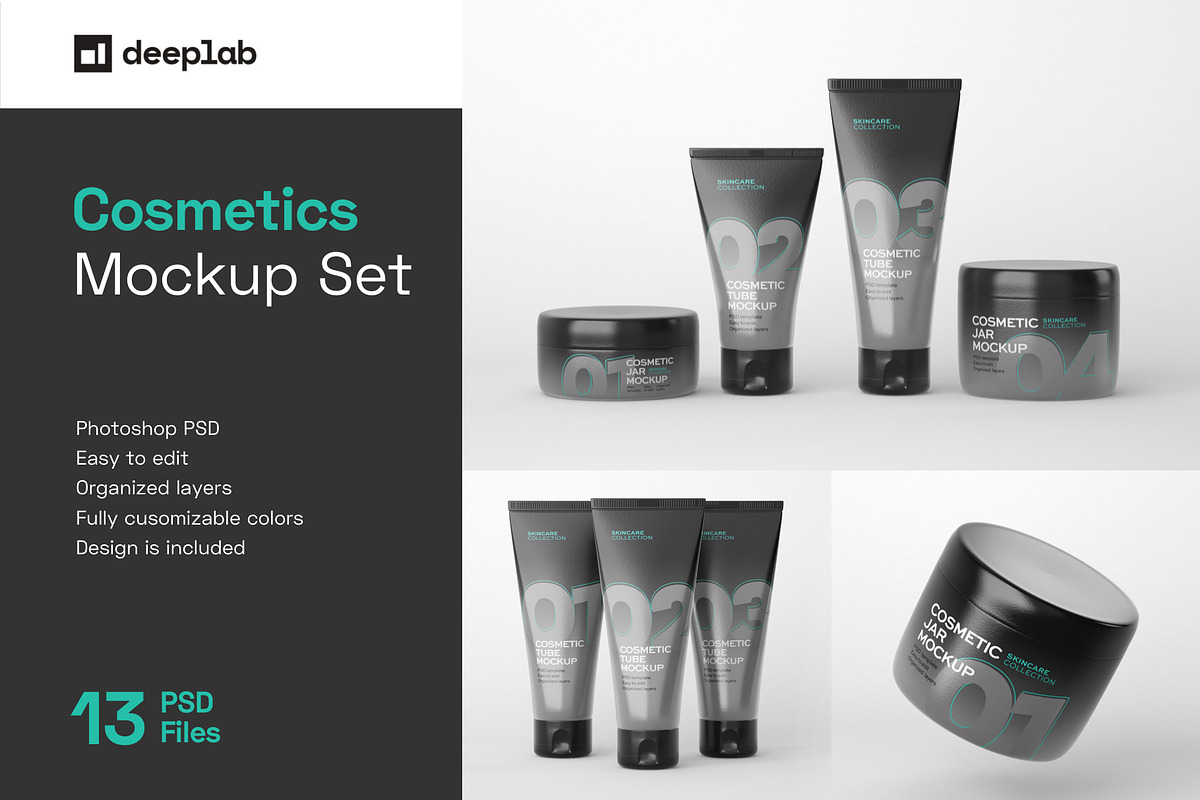 Cosmetics Mockup Set | Tube and Jar, a Cups & Container Mockup by Deeplab (Photo 1 of 16)