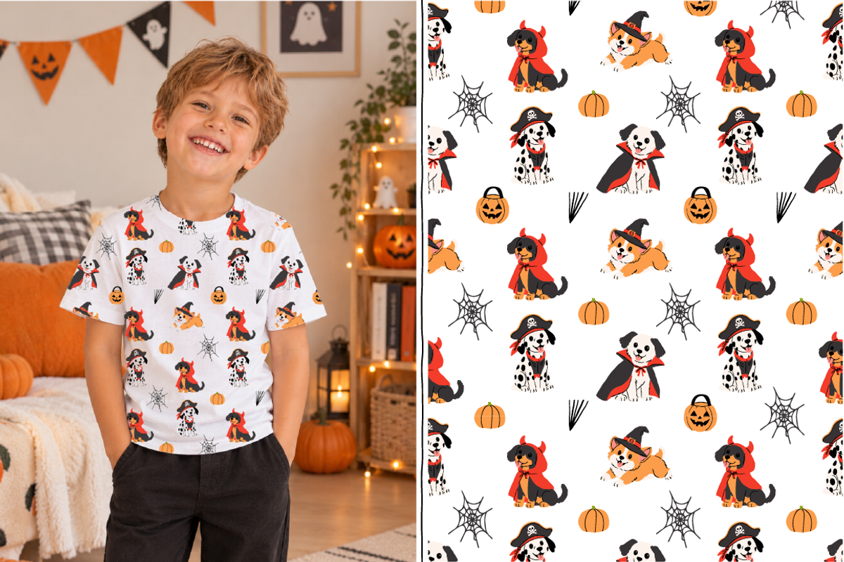 20 Halloween Dogs Seamless Patterns, a Pattern Graphic by Zeukaa (Photo 4 of 10)