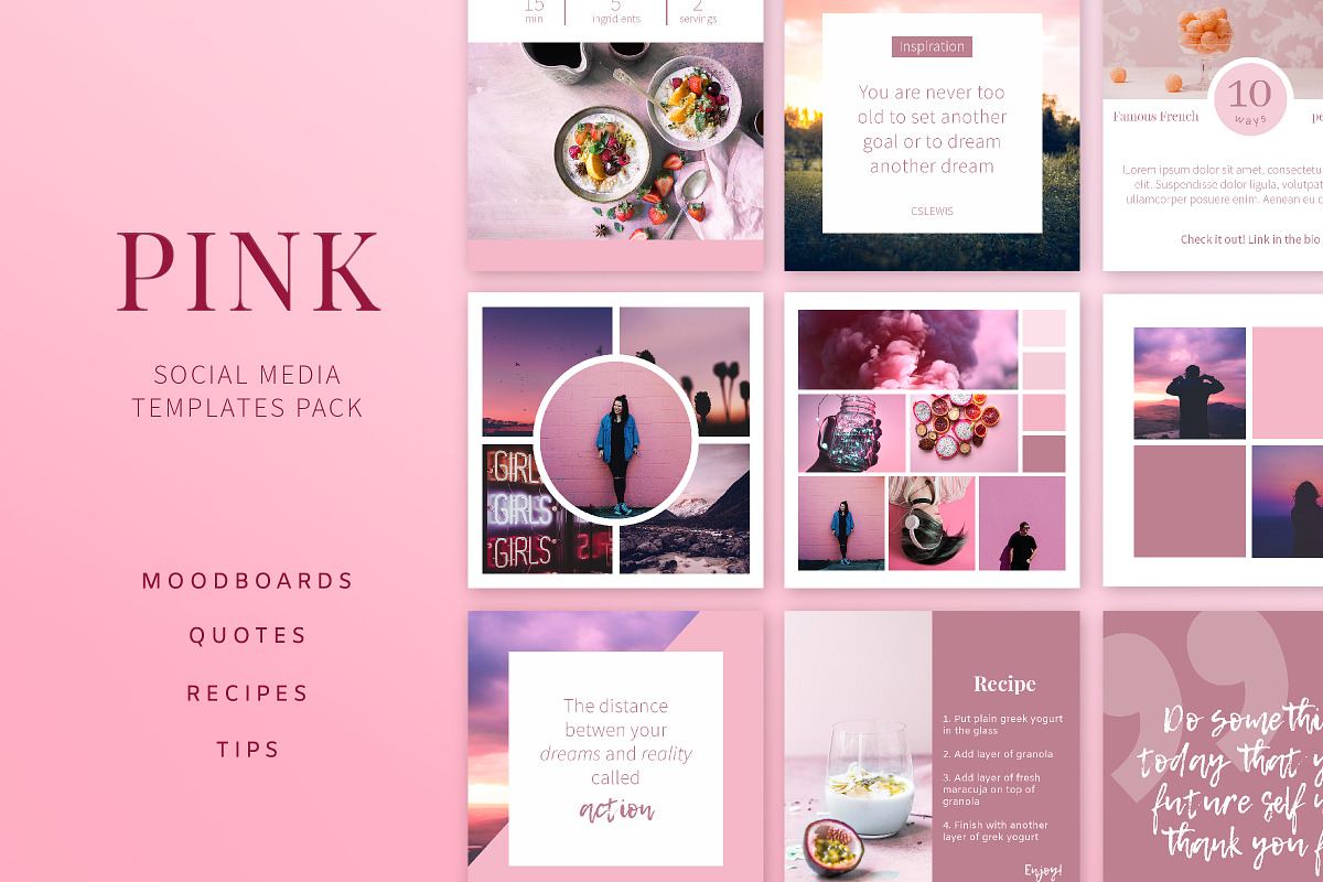 PINK | Social Media Templates Pack, a Social Media Template by Nassiie (Photo 1 of 9)