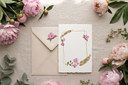 Pink Peony & Gold Frames Clipart, an Object Graphic by Nadia Semyroz (Thumbnail 5 of 7)