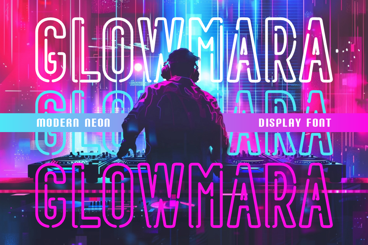 Glowmara Modern Neon Display Font, a Font by PutraCetol Studio (Photo 5 of 6)