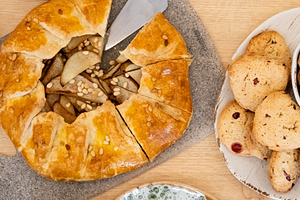 Homemade treat pie plate tasty rustic meal cup, a Food & Drink Photo by Photo Drive Studio