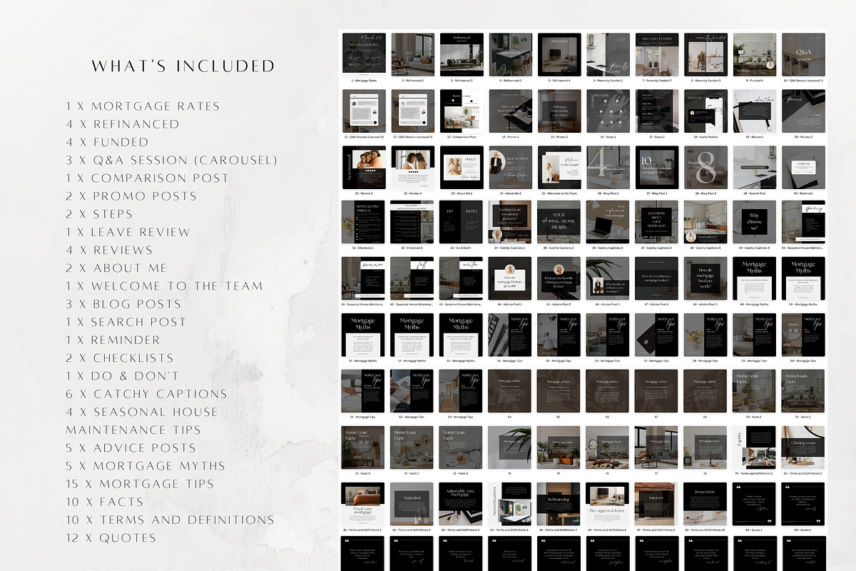 100 Mortgage Broker Posts Black, a Social Media Template by ZoaniDesign (Photo 2 of 10)