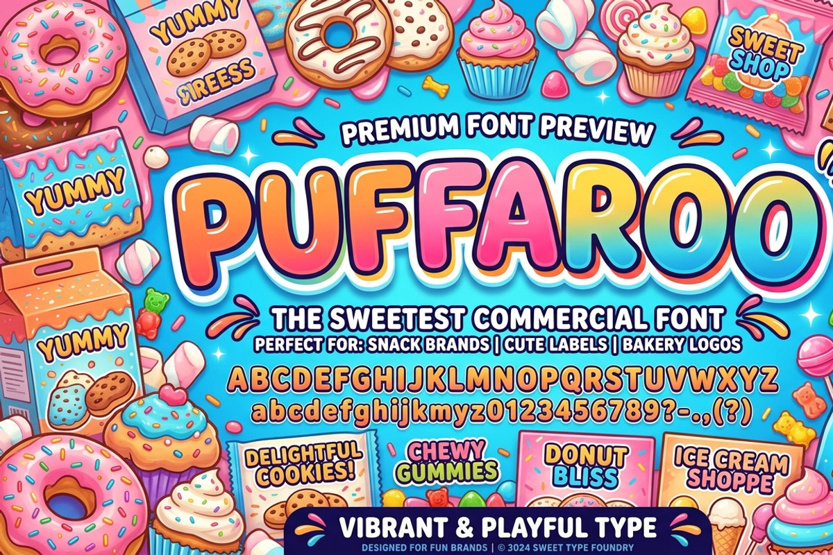 Puffaroo – Playful Bubble Font, a Sans Serif Font by RAHMAT (Photo 11 of 11)