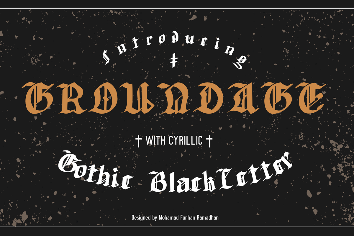 Groundage Gothic Blackletter, a Blackletter Font by Mofr 24 (Photo 1 of 10)