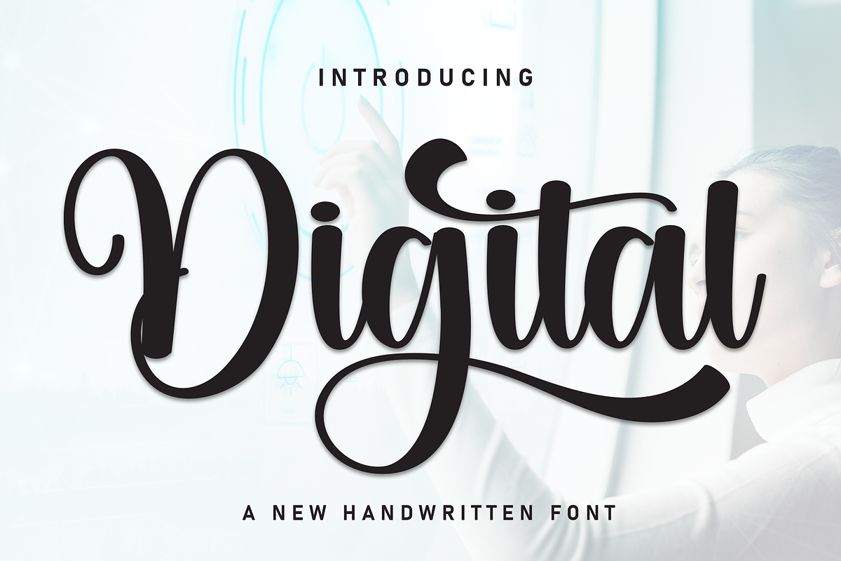 Digital | Script Font, a Handwritten Font by Scratchones (Photo 1 of 9)