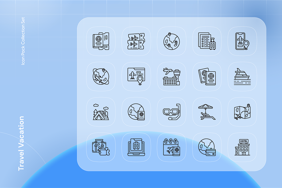 Travel Vacation Icon Set, an Outline Icon by Nathaya Studio (Photo 2 of 2)