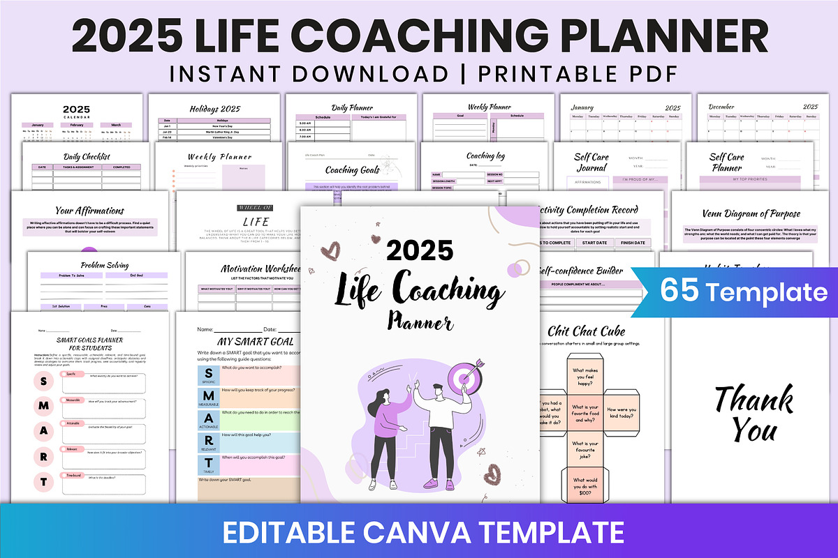 2025 Life Coaching Planner For Canva, a Stationery Template by Shumaya (Photo 1 of 8)