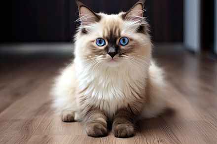 Beautiful cat with blue eyes sitting, a Photo by Iftikhar Alam