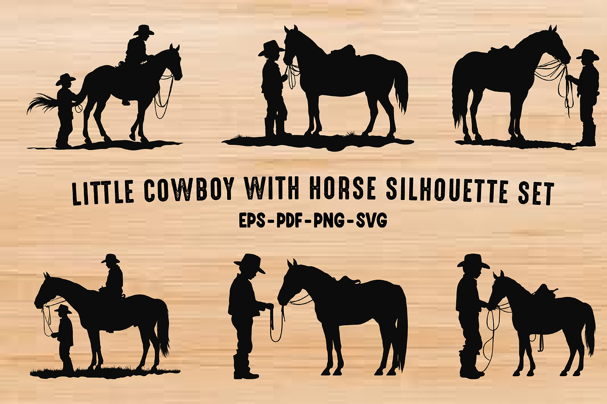 Little Cowboy on Horse Silhouette, a Person Illustration by Gfx Expert Team (Photo 1 of 3)