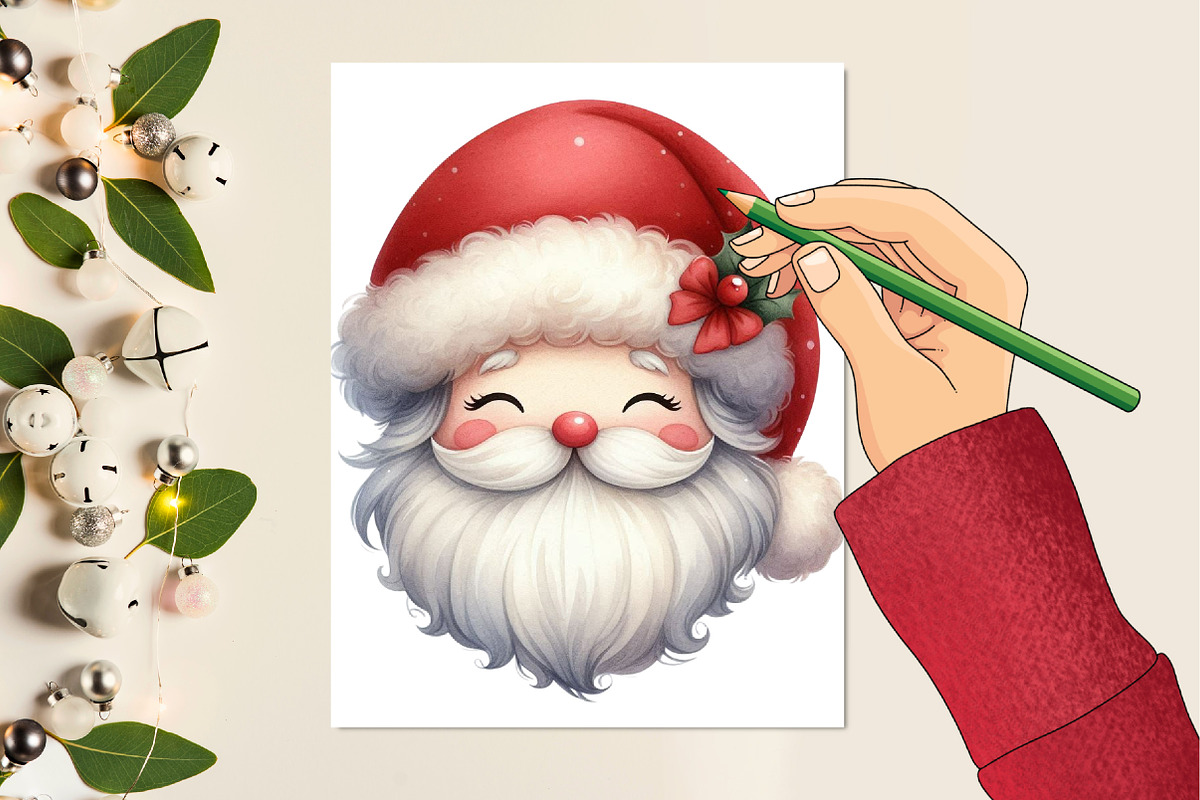 Cute Christmas Santa PNG, an Illustration by Designking (Photo 2 of 4)