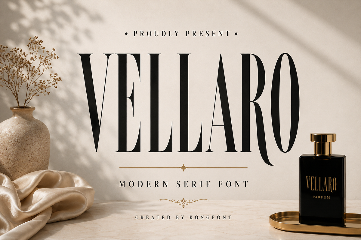 Vellaro - Luxury Modern Serif, a Serif Font by overlaytemplates (Photo 1 of 5)