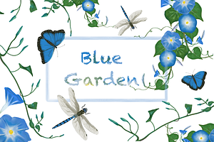 Blue Garden Clip Art Set