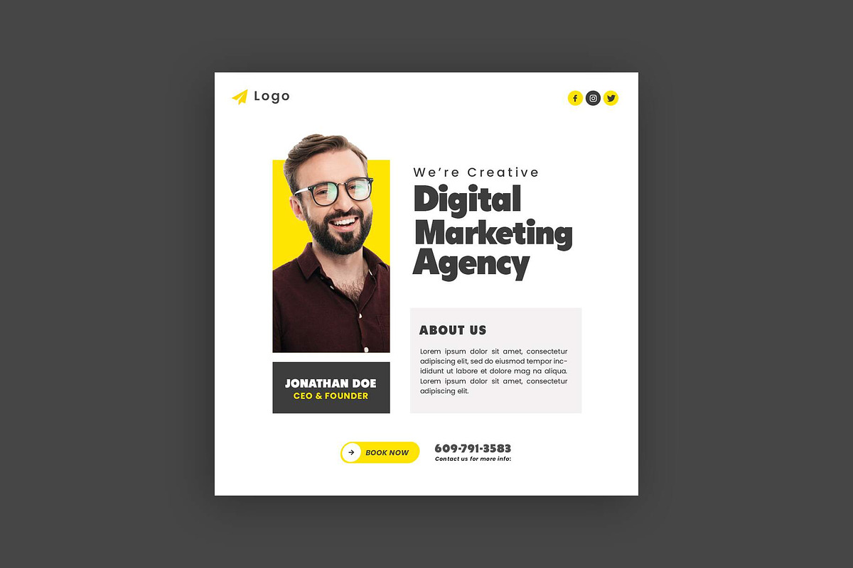 Marketing Agency Social Media Post, a Social Media Template by Saman Osama