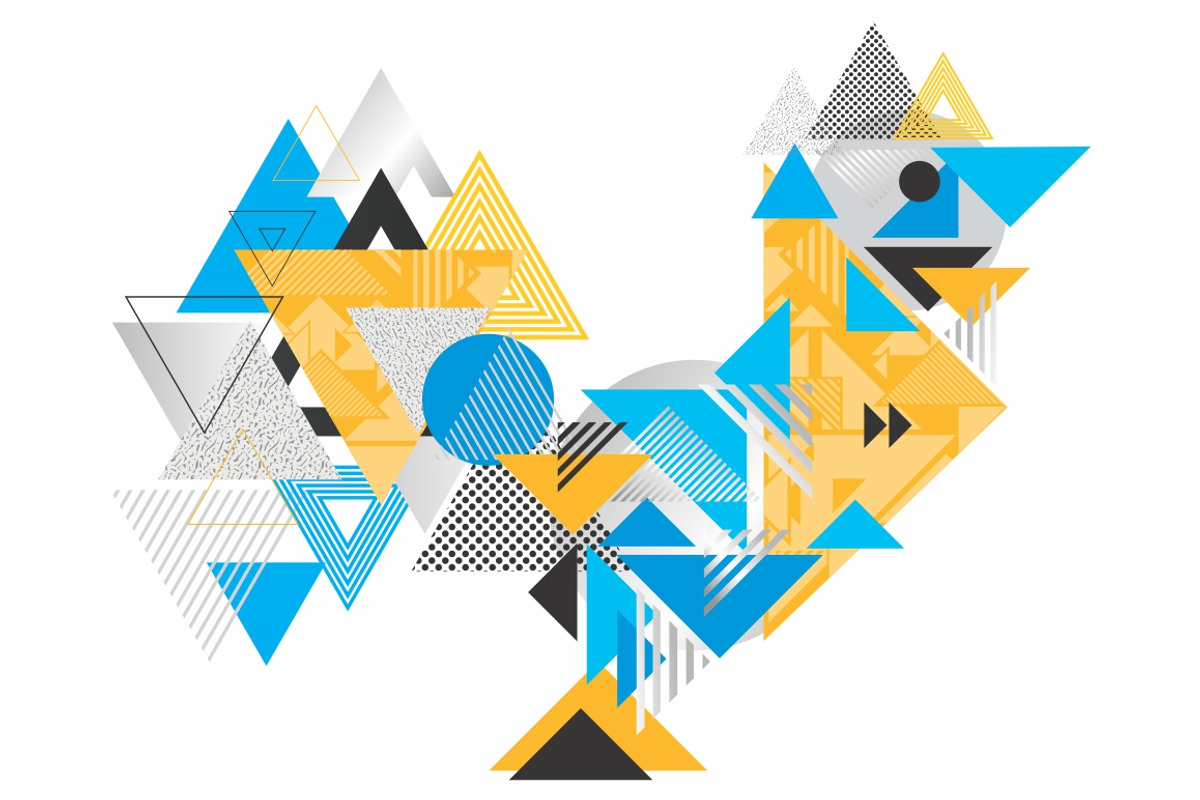 Geometric Rooster, a Decorative Illustration by kisikoida