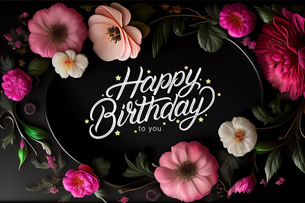 Birthday Card Dark Floral Frame