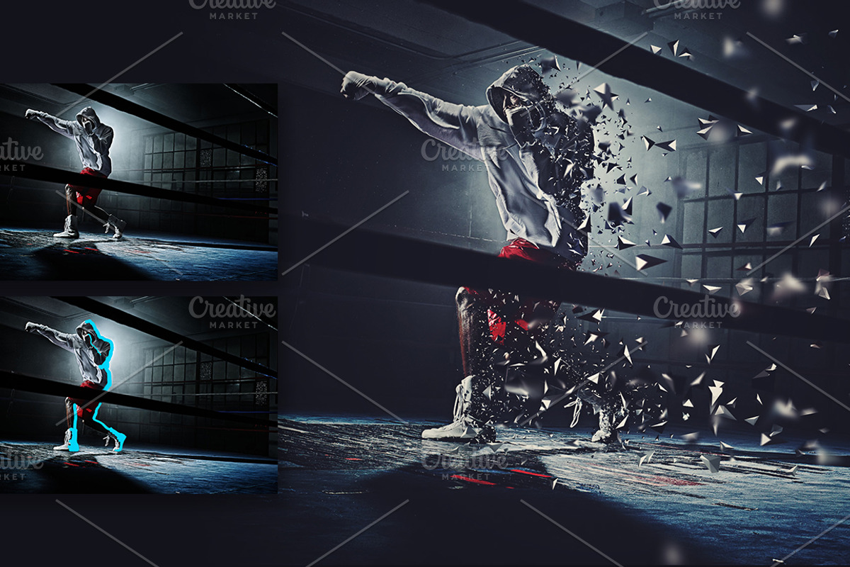 3D Polygon Shatter Photoshop Action, an Action Add-On by MockupSpace (Photo 3 of 7)