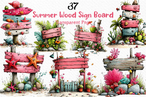 Summer Wood Sign Board Clipart, an Illustration by Craft Nest
