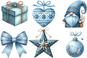 Scandinavian Blue Christmas Clipart, an Illustration by Designking (Thumbnail 2 of 5)