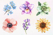 Watercolor Pastel Flowers Clipart, an Illustration by Dream Creation (Thumbnail 4 of 7)