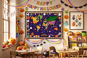 Halloween World Map Printable Bundle, a Wallpaper Graphic by AdrianDragne (Thumbnail 4 of 11)