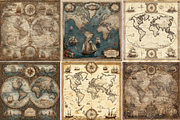 Antique-style World Map, a Background Graphic by Printable Treasure (Thumbnail 2 of 2)