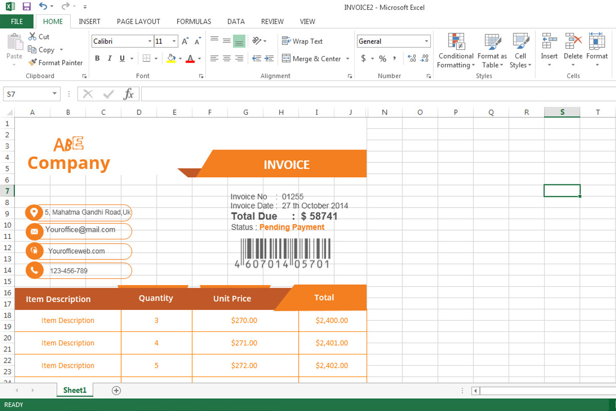 Invoice Template Design, a Stationery Template by Graphicalark