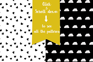 Modern Kids Patterns,black And White