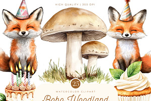 Watercolor Boho Woodland Clipart, an Animal Illustration by SparkyDesignsUS