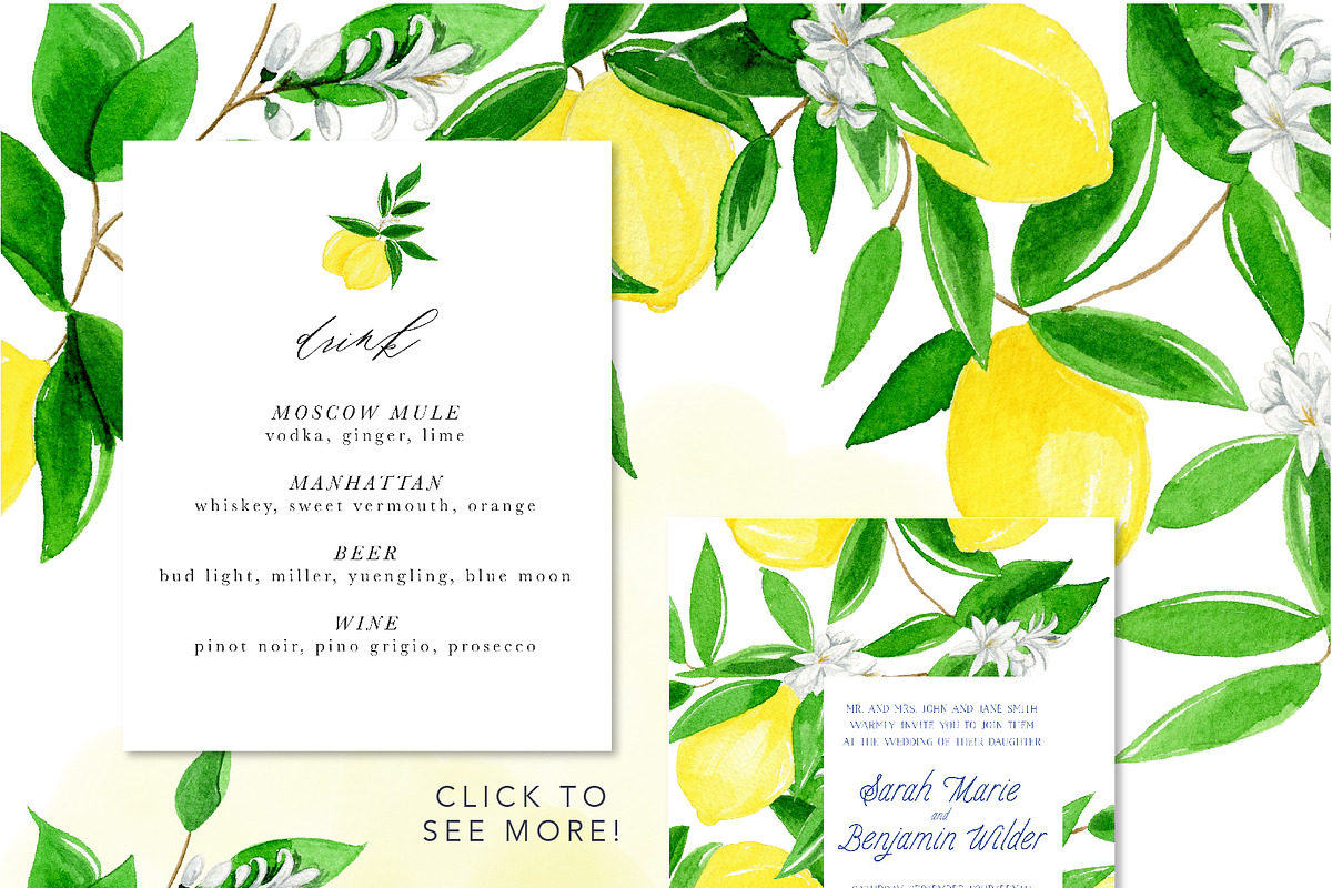 Juicy Watercolor Lemon Set, an Illustration by One and Only Paper (Photo 8 of 9)