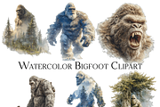 Watercolor Bigfoot Clipart, an Object Graphic by ArtisticTimberStudio (Thumbnail 2 of 2)