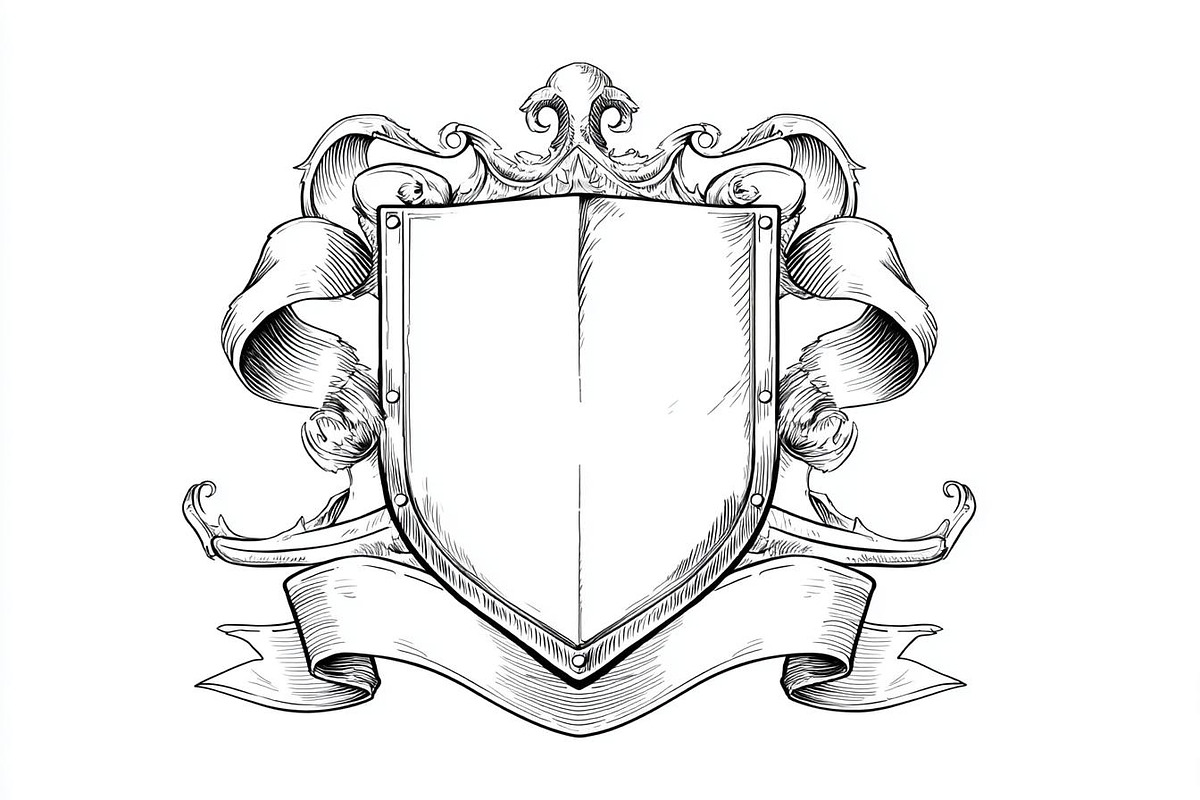 Hand-Drawn Heraldic Shield and Ribbo, an Object Graphic by BIPLOB EXPERT (Photo 6 of 8)