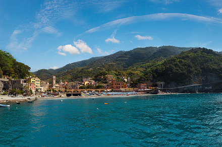 Beautiful summer Monterosso view from excursion ship. One of fiv, a Nature Photo by YuriyB