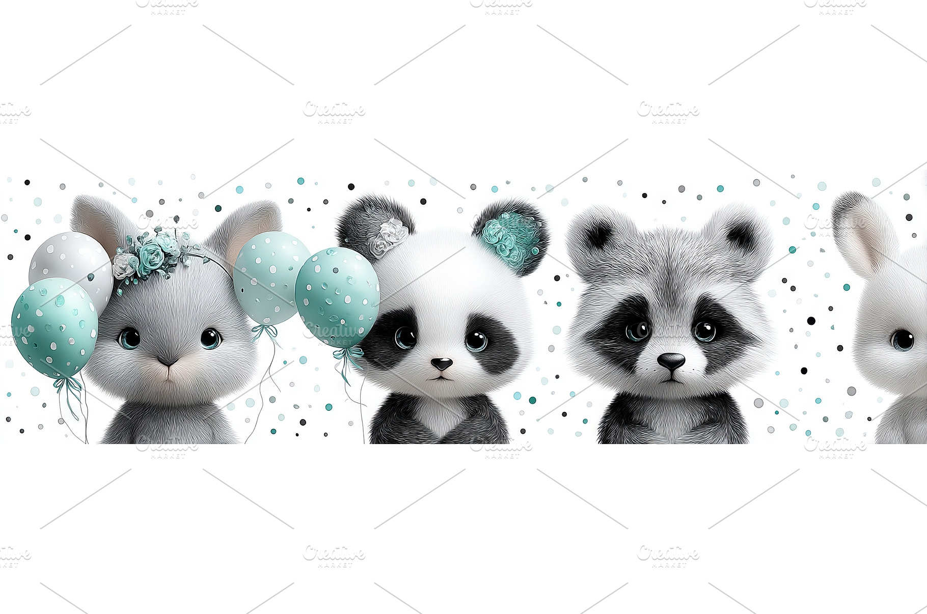 This hand-drawn illustration set, an Animal Photo by ZinetroN