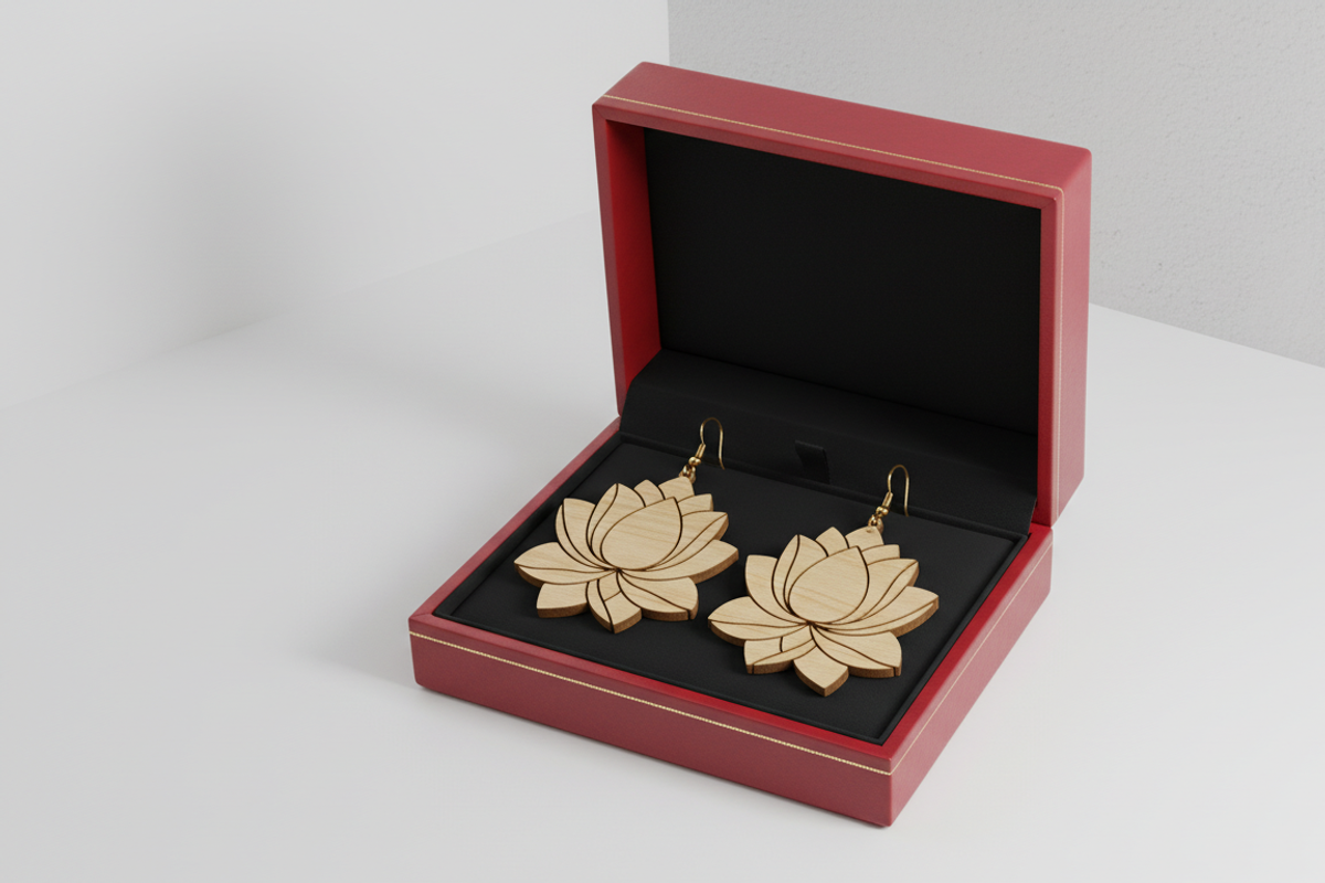Lotus Flower Earring Laser Cut Desig, an Object Graphic by Amazin_art (Photo 3 of 5)