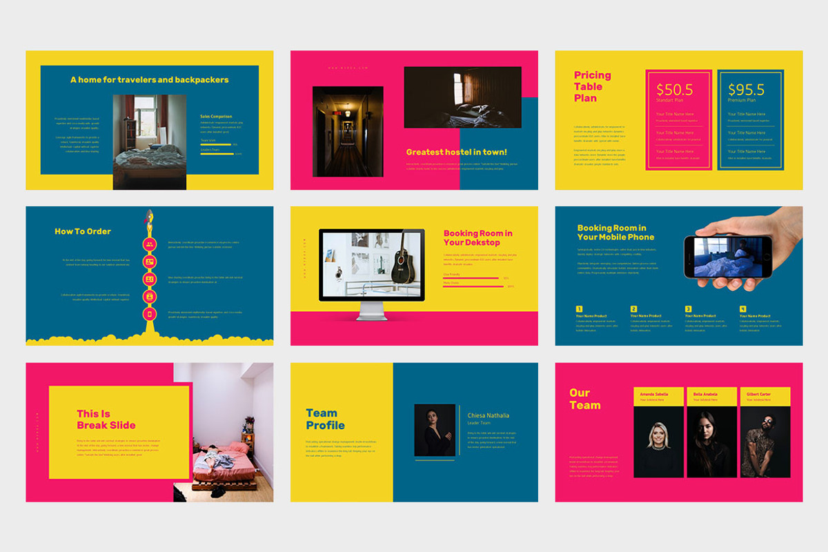 Hyboa Hostel Business Google Slides, a Presentation Template by Punkl Camp (Photo 7 of 9)