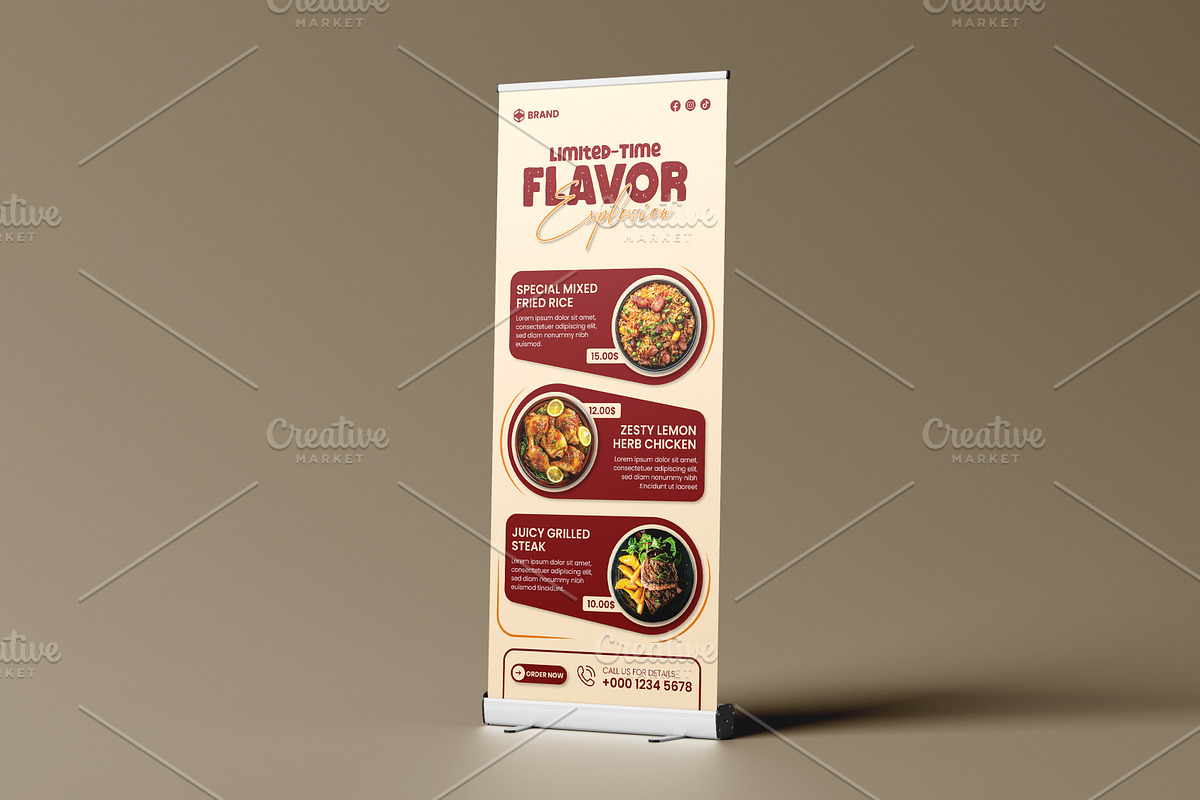 Modern Food Roll-Up Banner Template preview 3