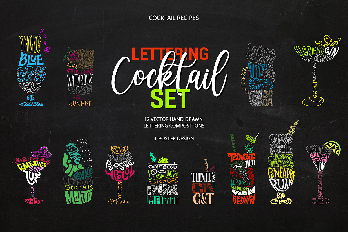 Lettering cocktail set